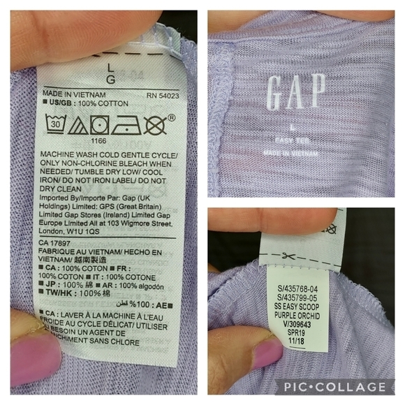 GAP t-shirts scoop neck purple orchid, grey camo, vneck army green M L lot of 3 - Picture 5 of 16
